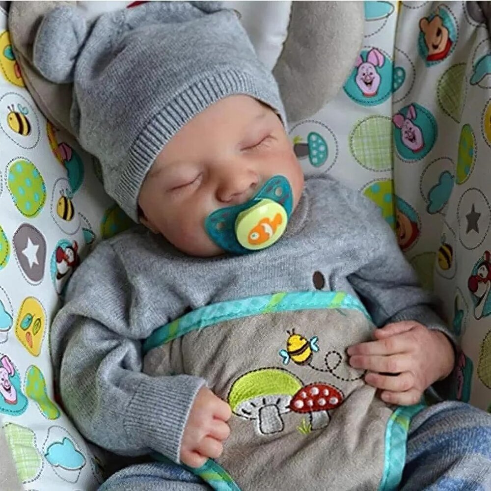 🆕 Terabithia Reborn Baby Dolls Grey Sweet Sleeping Realistic Vinyl Full Body